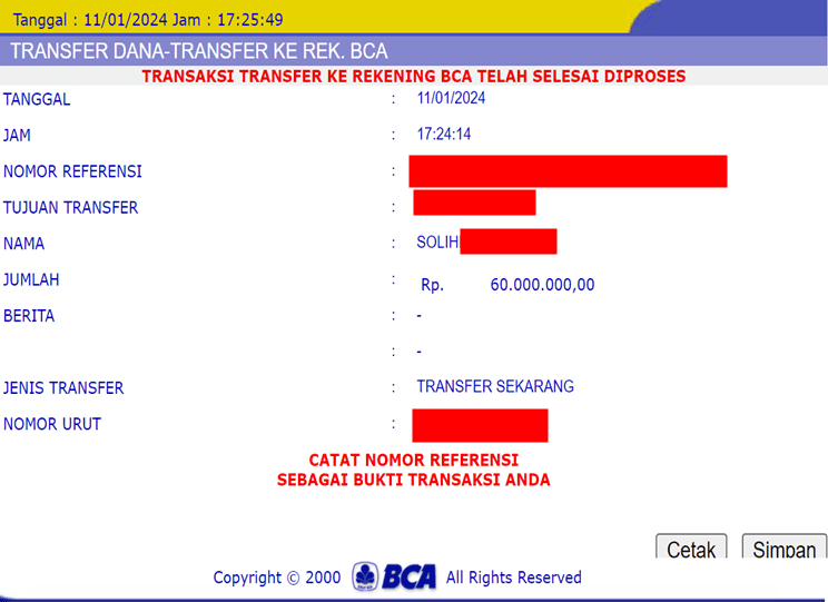 Bukti Pembayaran Menang Togel Online